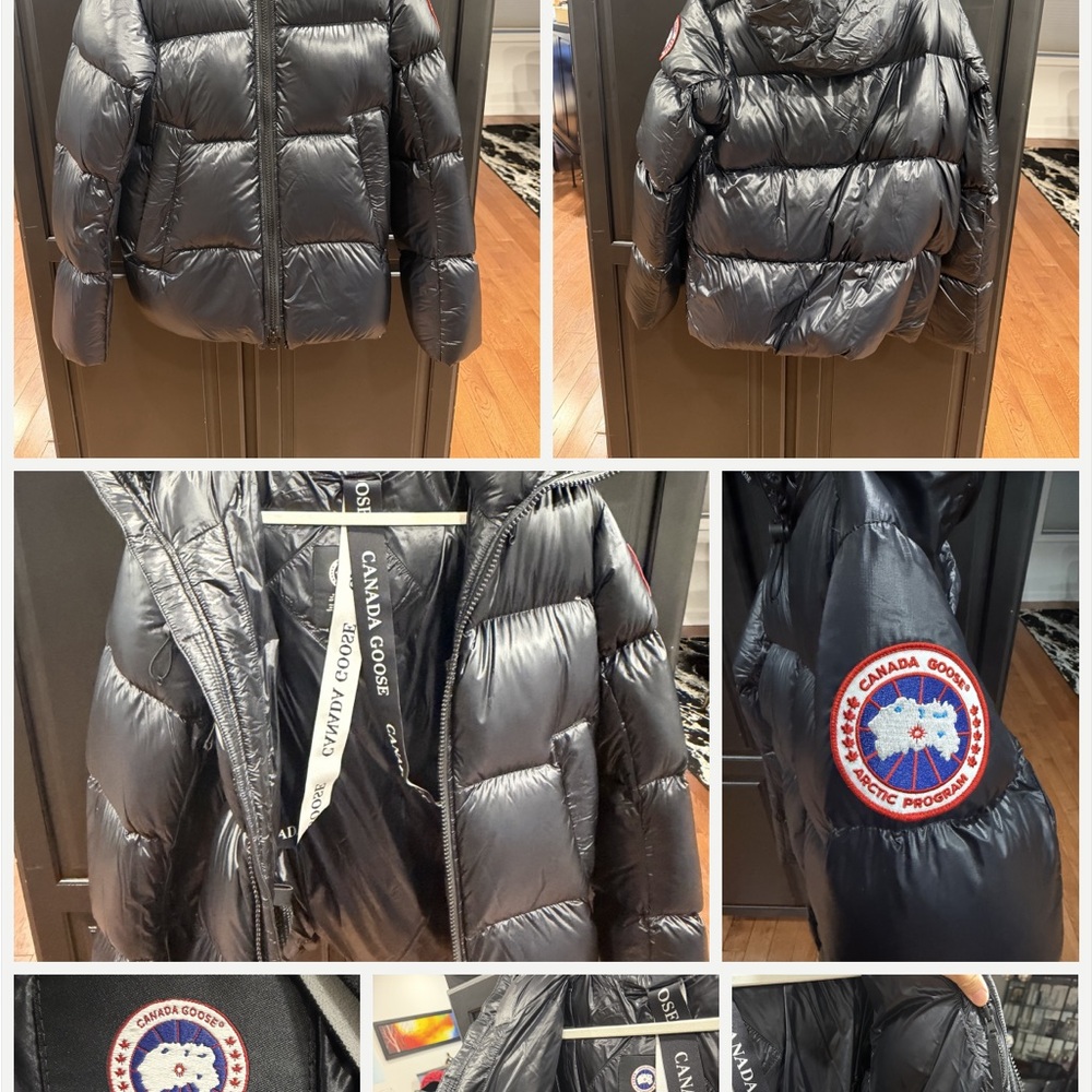Canada Goose Kids Shiny Black Puffer Jacket with Hood